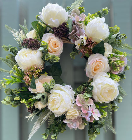 Peony and Rose Wreath 48cm