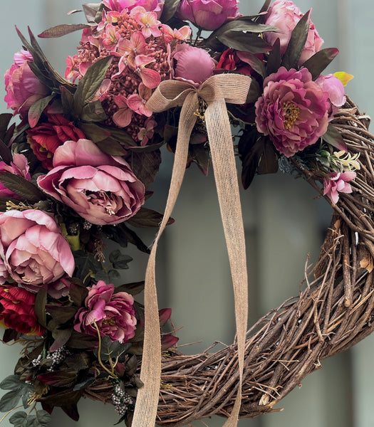Rustic Peony Wreath