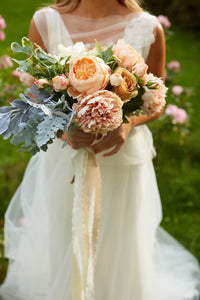 Peaches and Cream Faux Flower Wedding Bouquet (Sample Available)
