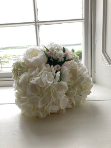 Hydrangea and, Peony and  Viburnum Faux Flower Wedding Bouquet (Sample Sale)