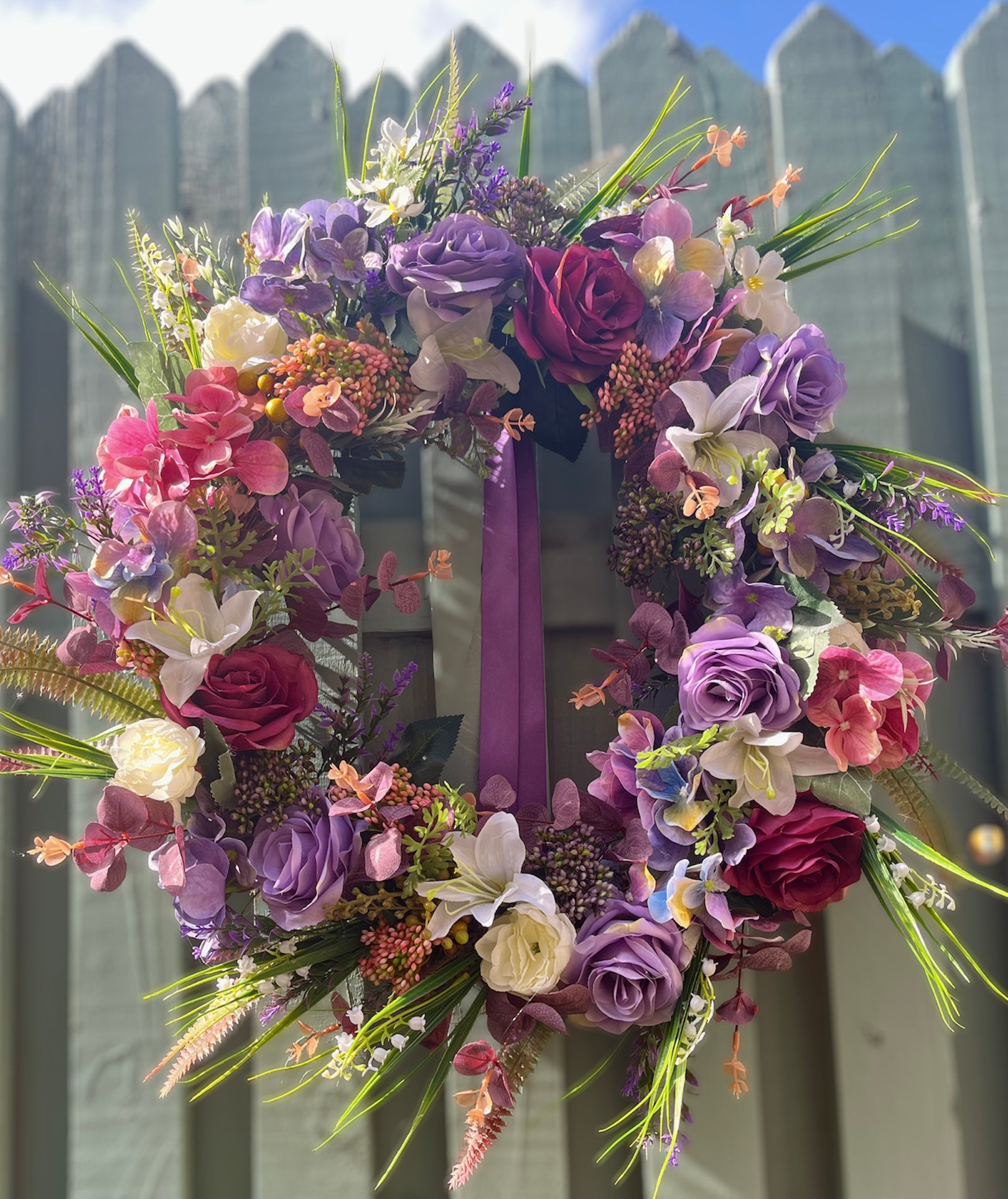 Lily, Rose and Hydrangea Wreath