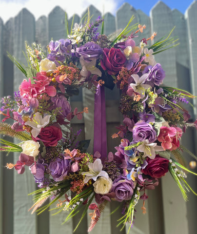 Lily, Rose and Hydrangea Wreath